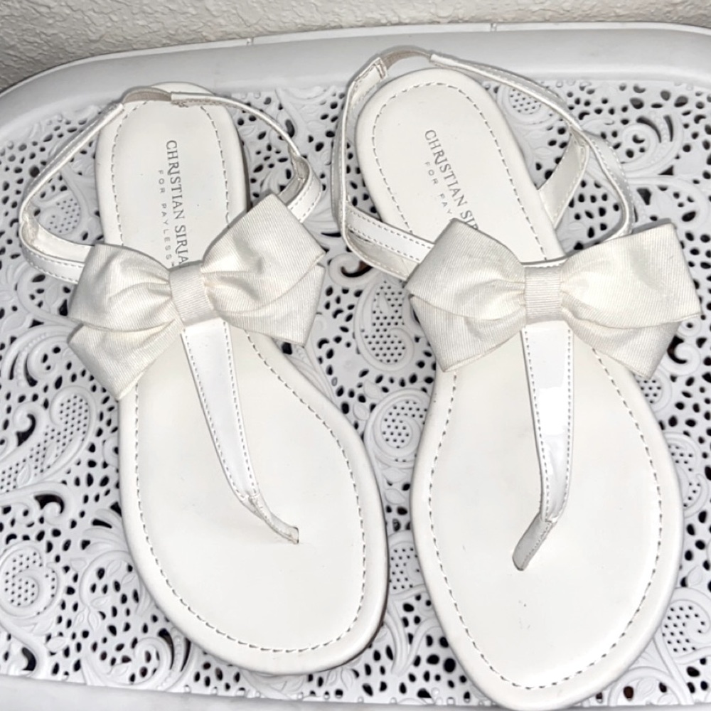 Christian Siriano white bow sandals